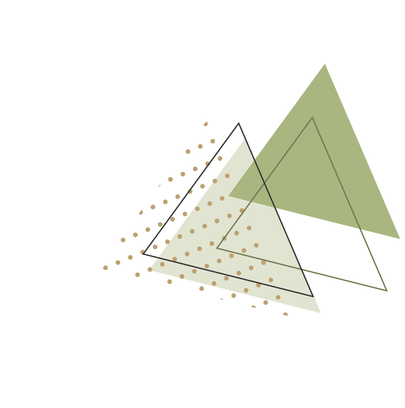 yellow and green triangles with polka dots graphic