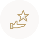 Hand open with a star above golden icon