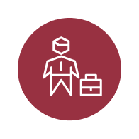 Red Icon with business man and brief case