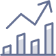 A simplified icon of a bar chart with an upward trending line graph above it.