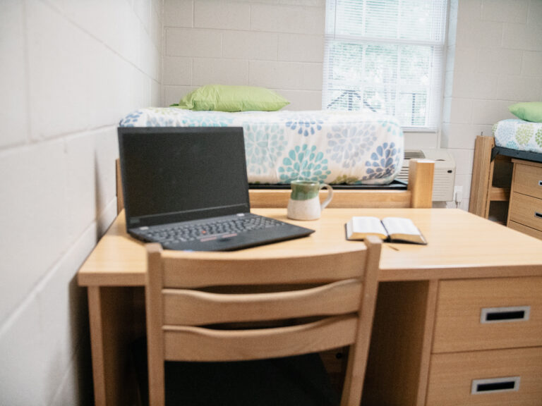 Boulevard Community Residence Halls view of desk with laptop