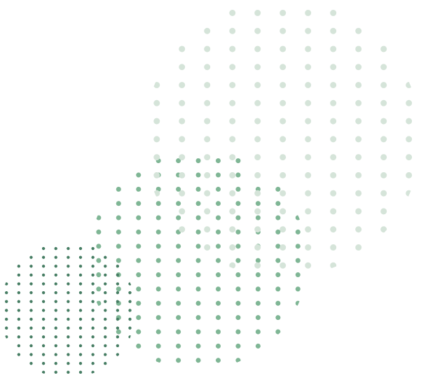 Admission/Enrollment Visit Graphic. Light and dark circles comprised of green dots.