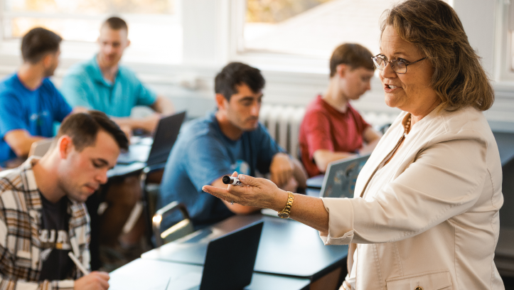 Professor speaking in front of a class