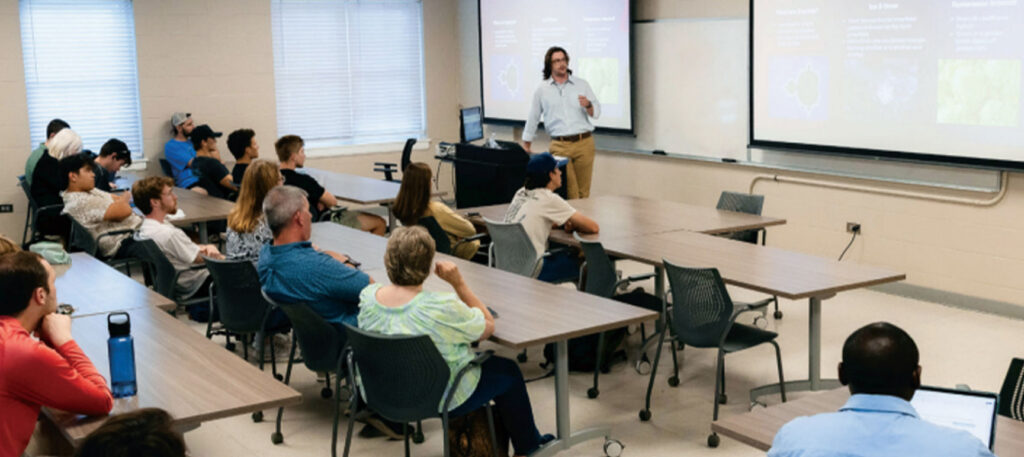 Classroom filled with students during lecture